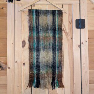 HAXAP 100% Moxep Mohair Wool Plaid Rectangle Neck Scarf 54" VTG